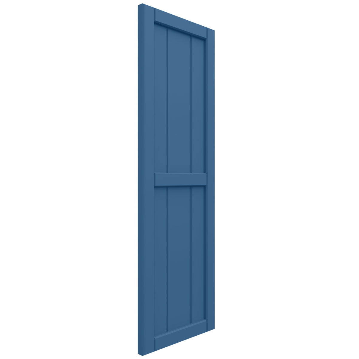 Ekena Millwork 10 3/4"W x 80"H True Fit PVC, Two Board Framed Board-n-Batten Shutters, Sojourn Blue (Per Pair - Hardware Not Included)