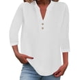 thumbnail image 3 of White T Shirts for Women's Fashion Casual V Neck Down Short Sleeve Top T Shirt Fashion Clothing, 3 of 5