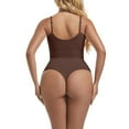 thumbnail image 5 of ZQUUVOU Thong Shapewear Bodysuit for Women Tummy Control Body Shaper Seamless Sleeveless Sculpting Body Suit Coffee A, 5 of 5