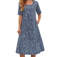thumbnail image 3 of XFHLMJFF Casual Summer Beach Dress For Women Short Sleeve Round Neck Flowy Maxi Frocks With Pockets Chic Sundress, 3 of 5