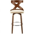 thumbnail image 2 of Armen Living Gayle 26" Faux Leather Swivel Cross Counter Stool in Cream/Walnut, 2 of 8