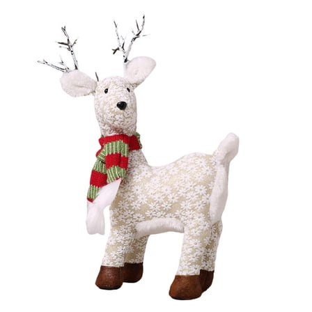 LEORX 1Pcs Holiday Deer Tabletop Statue White Cloth Decoration Christmas Decor