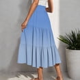 thumbnail image 3 of Women's Gradient Boho Flowy Midi Skirt Summer Casual Elastic High Waist Tiered Long Skirts with Pockets, 3 of 6