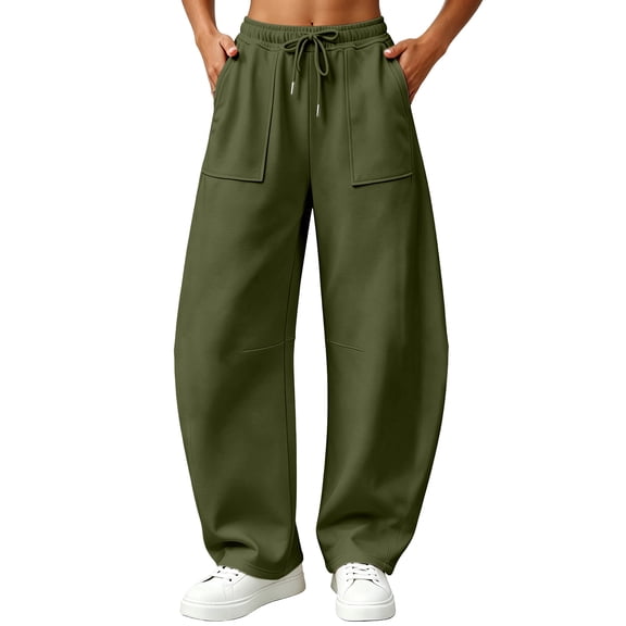 Ynynloco Women's Baggy Wide Leg Pants High Waisted Athletic Sweat Pants Fall Winter Baggy Workout Pant with 2 Pocket