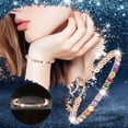 thumbnail image 2 of Colored Zircon Rhinestone pulsera de joyería del encanto de la pulsera de cumpleaños sorpresa de regalo para la mujer de las niñas Flash pulsera elástica para las mujeres, 2 of 6