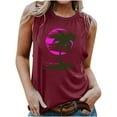 thumbnail image 2 of Titcea Tank Top for Women Palm Tree Printed Round Neck Sleeveless Graphic Tees Hawaiian Beach Holiday Summer Casual T Shirts, 2 of 5