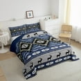 thumbnail image 3 of jejeloiu Vintage Aztec Rhombus Queen Comforter Set,Retro Geometric Triangle Bedding Sets,Wild Animal Bear Bedding Comforter Set For Adults,Ultra Soft Home Decor Reversible,3-Piece, 3 of 8