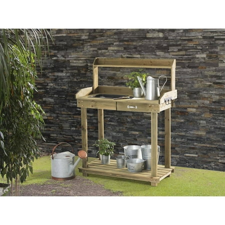 Church Planters - Sunjoy 110402001 Church Wooden Potting Bench