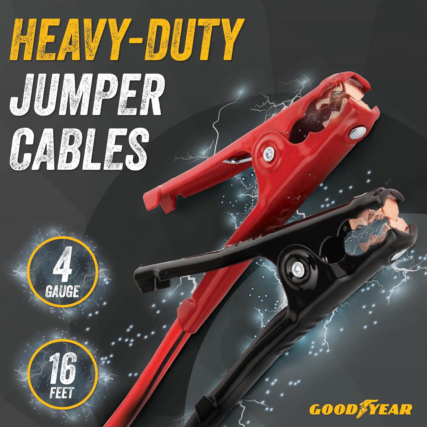 Goodyear Heavy Duty Car Jumper Cable 4 Gauge 16 Foot, Compatible with All Vehicles, with Carrying Case