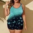 thumbnail image 1 of Pisexur Women's Plus Size Modest Tankini Swimsuit with Shorts Tummy Control Flowy Printed Two Piece Bathing Suit Adjustable Straps for Beach Pool Vacation Green,2XL, 1 of 6