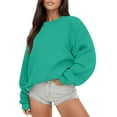thumbnail image 1 of GPOECD Chandail à Manches Longues pour Femmes, Col Rond, Coupe Ample, Confortable, Automne, Décontracté, z9262-Vert Menthe, TTG, 1 of 6
