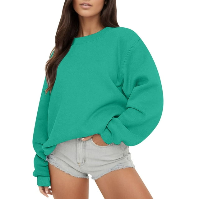 GPOECD Chandail à Manches Longues pour Femmes, Col Rond, Coupe Ample, Confortable, Automne, Décontracté, z9262-Vert Menthe, TTG