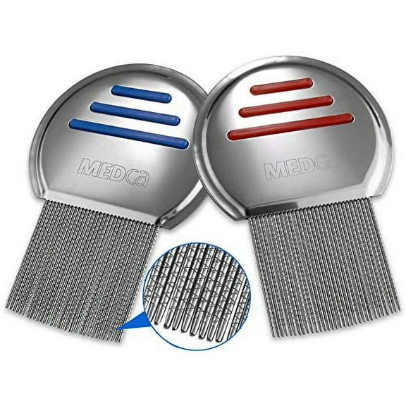 MEDca Lice Comb P/K 2 Stainless Steel Professional Metal Lice Combs