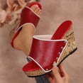 thumbnail image 6 of Dakaela Women's Platform Wedge Sandals Comfortable Open Toe Cork Wdges Slides Leather Dressy Casual Summer Beach Shoes Red Size 6.5, 6 of 9
