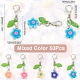 thumbnail image 2 of 1 Box 50Pcs Flowers Crochet Stitch Markers Flower Clasp Charms Bulk Polymer Clay Plant Floral Leaf Locking Marker with Alloy Lobster Claw Clasp, 2 of 6