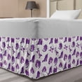 thumbnail image 1 of Dino Bed Skirt, Cartoon Jurassic Animals Flying Dinosaurs as Doodle Spirals Nursery Theme Pattern, Elastic Bedskirt Dust Ruffle Wrap Around for Bedding Decor, 4 Sizes, Purple White, by Ambesonne, 1 of 2