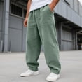 thumbnail image 2 of NIEWTR Men's Casual Pants Solid Color Corduroy Elastic Waist Pull Rope Loose Straight Casual Pants Fall Winter Active Athletic Workout Pants for Men, 2 of 4