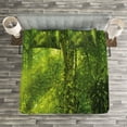 thumbnail image 3 of Ambesonne Plant Quilted Bedspread Set 3 Pcs, Tranquil Exotic Place, Queen Size, Apple Green, 3 of 3