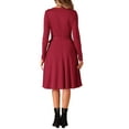 thumbnail image 3 of Vestido de longitud a la rodilla INSPIRE CHIC para mujeres, con volantes, corte A, cinturón en la cintura, cuello redondo, vestidos casuales de manga larga, 3 of 6
