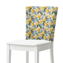 Xoenoiee Lemon Flower Print Chair Back Covers for Dining Chairs, Washable Stretchable Chair Slipcover Easy Install Back Chairs Protector for Wedding Party, 1 Pack