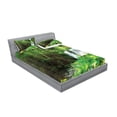 thumbnail image 2 of Ambesonne Scenery Fitted Sheet & Pillow Sham Set, Spring Botanic Forest, Full, Green and White, 2 of 2