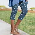 thumbnail image 2 of Staron Women's Casual Yoga Pants 3/4 Leggings Denim Print Tight-Fitting Stretchy Comfy Workout Lounge Pants, Navy L, 2 of 7