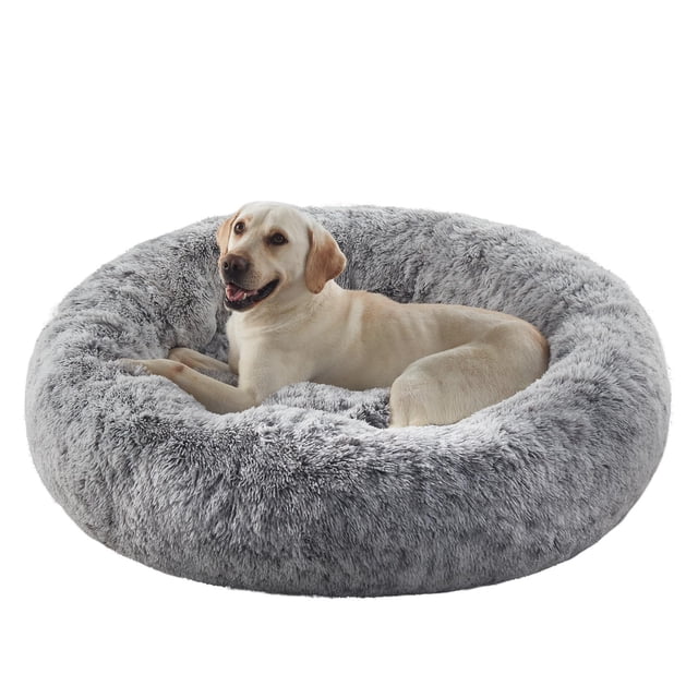Cama para perros Still Donut, 114 cm, relajante y esponjosa, redonda, XL, gris oscuro