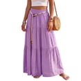 thumbnail image 3 of Boho Skirts for Women Elastic High Waist A Line Maxi Skirts Casual Summer Beach Vacation Flowy Pleated Skirts, L, 3 of 9