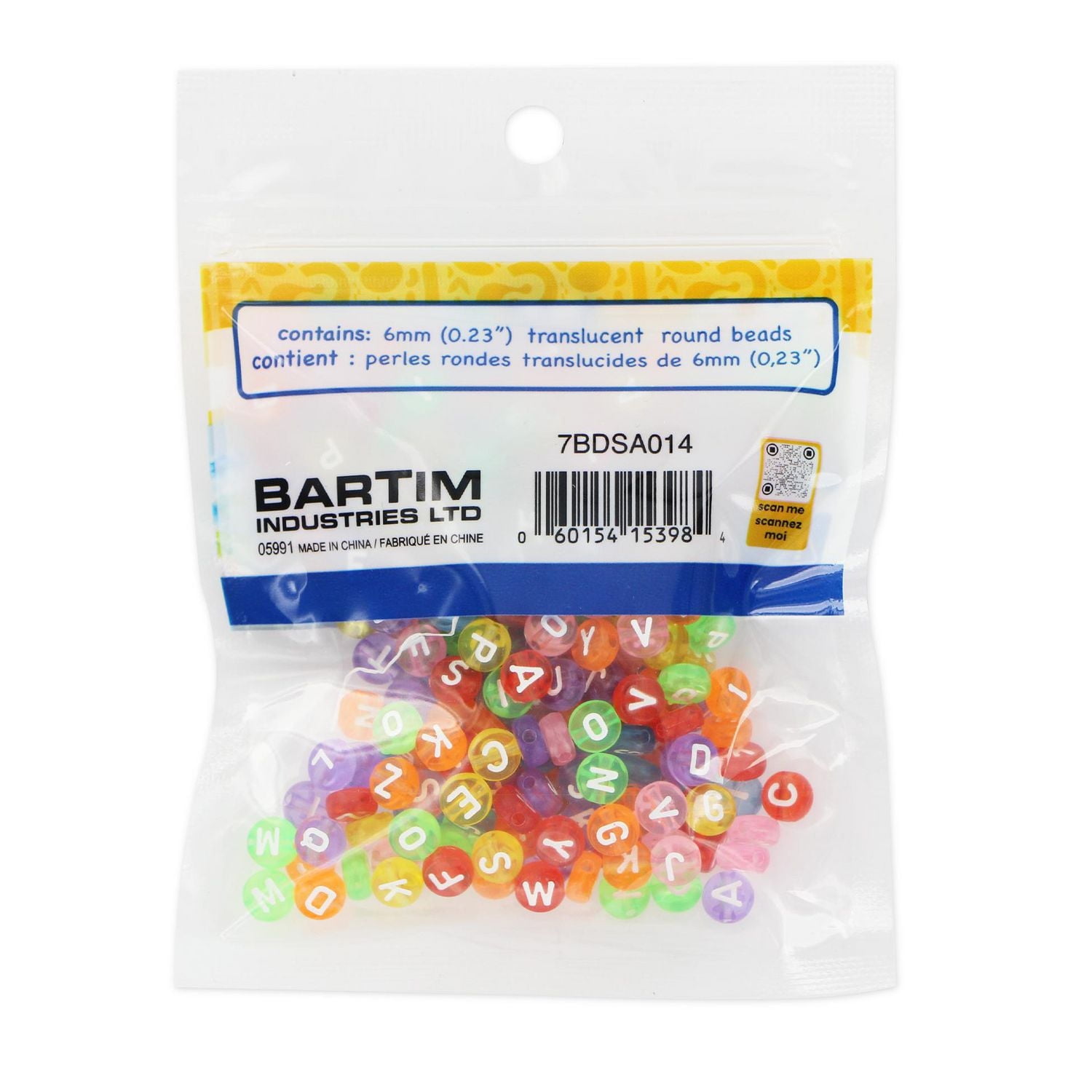 TINY HANDS Perles d'alphabet rondes, transparentes, 300 mcx, 6 mm (0,23 po), 6 ans et plus, enfants, artisanat