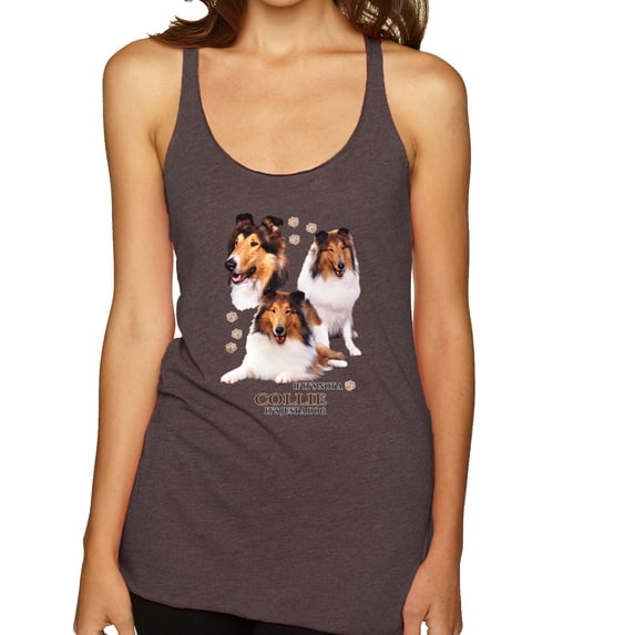 If It's Not a Collie It's Just a Dog Gift | Womens Dog Lover Premium Tri-Blend Racerback Tank Top, Brown, X-Large