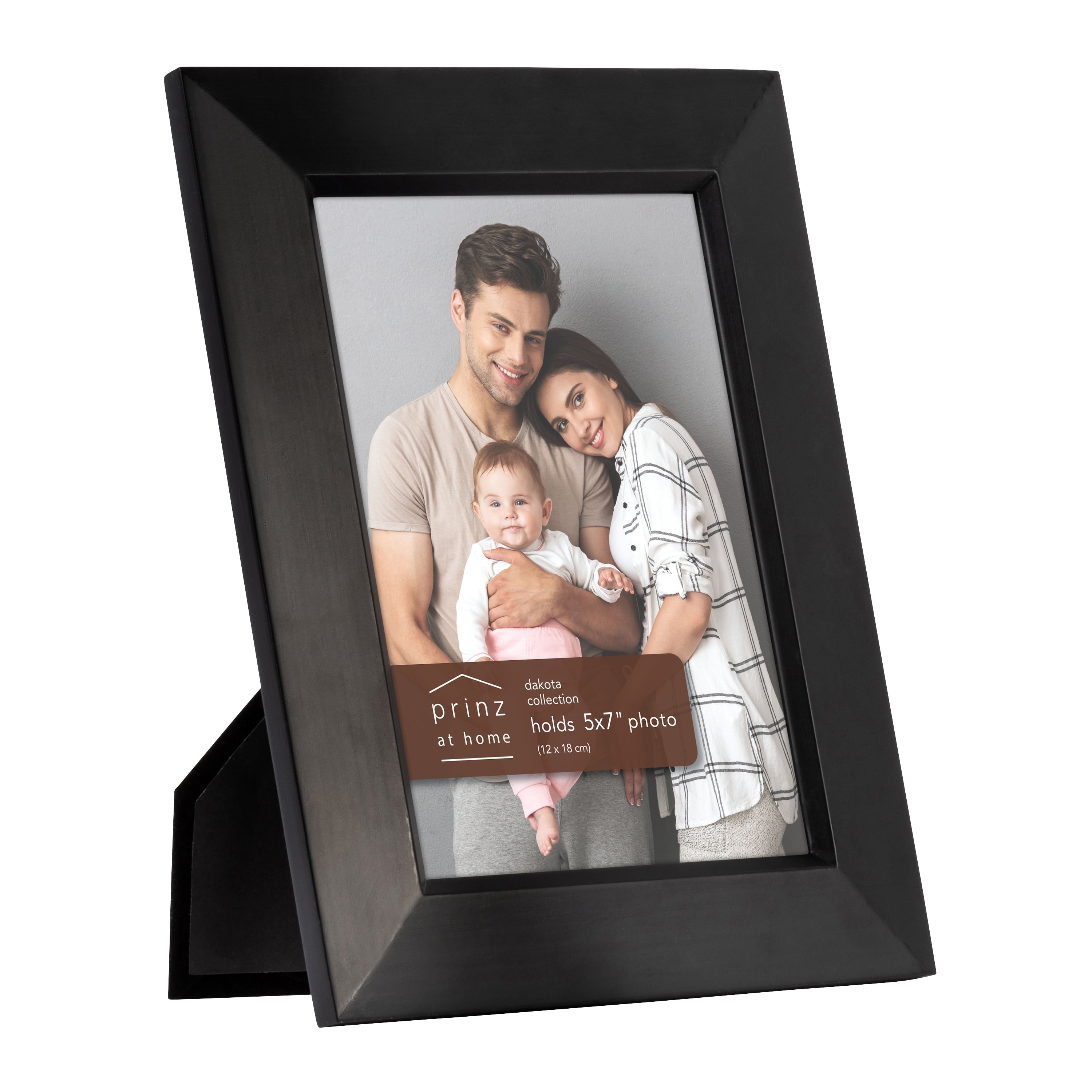 Prinz Dakota Black Wood Tabletop Picture Frames, Set of Two, Holds 5”x7” Photos