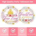 thumbnail image 4 of Princess Birthday Party Decorations, 96 Pcs Four Ever a Princess Plates and Napkins Forks Tableware Set, Girls 4th Birthday Party Supplies Disposable Plates Set for 24, 4 of 5