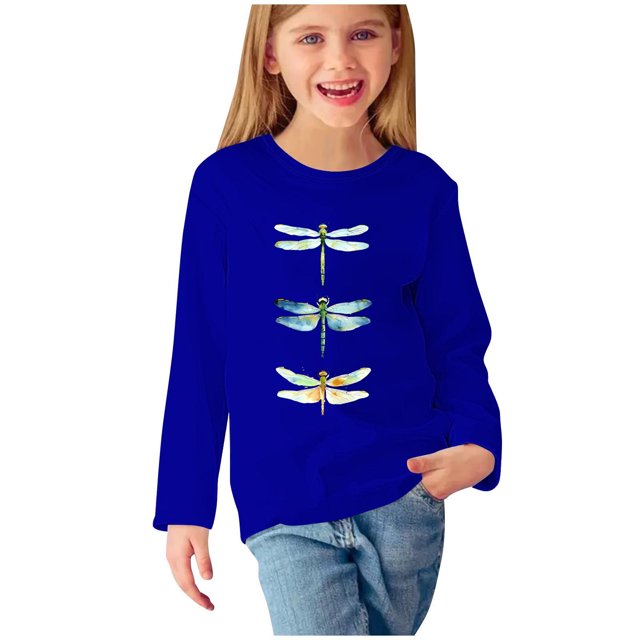Funicet Chemises à Manches Longues pour Filles, Robe à Manches Longues, Chemises Imprimées à Manches Longues pour Filles, Blouses Décontractées Mignonnes, Vêtements pour Filles