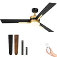thumbnail image 2 of Uforic 60 inch Modern Ceiling Fan with Light and Remote, Crystal Chandeilier Ceiling Fan with 3 Blades,6-speed - Black & Gold, 2 of 12