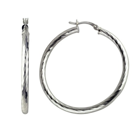 Brilliance Fine Jewelry Rope Twist Hoop Earrings in Sterling Silver 40MM