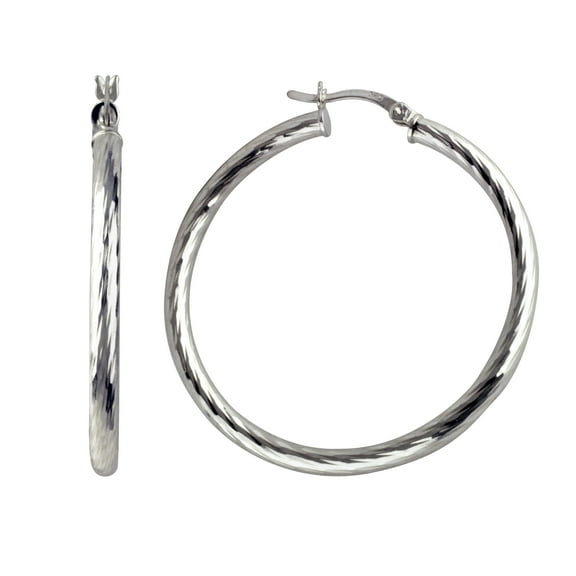 Brilliance Fine Jewelry Rope Twist Hoop Earrings in Sterling Silver 40MM