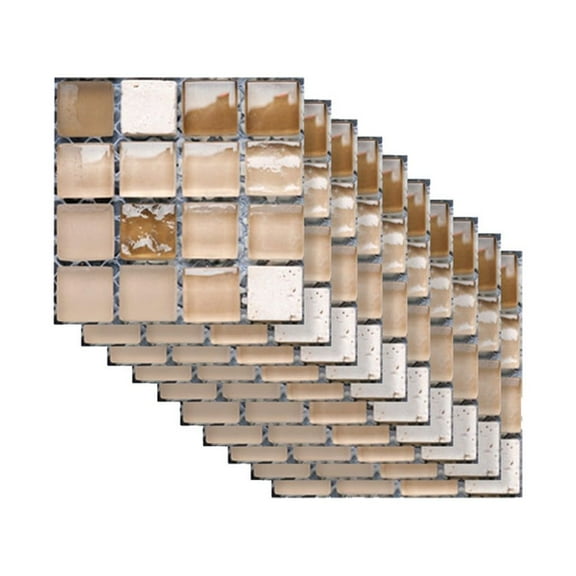 Peel and Stick Backsplash 10-Sheet Marble Mosaic Stick on Backsplash for Kitchen Waterproof Backsplash Tile Peel and Stick for Bathroom Fireplace Cabinet 4"x4" Brown