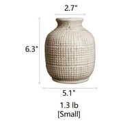 Rustic Reach 6.3” Handmade Textured White Porcelain Ceramic Jar Vase