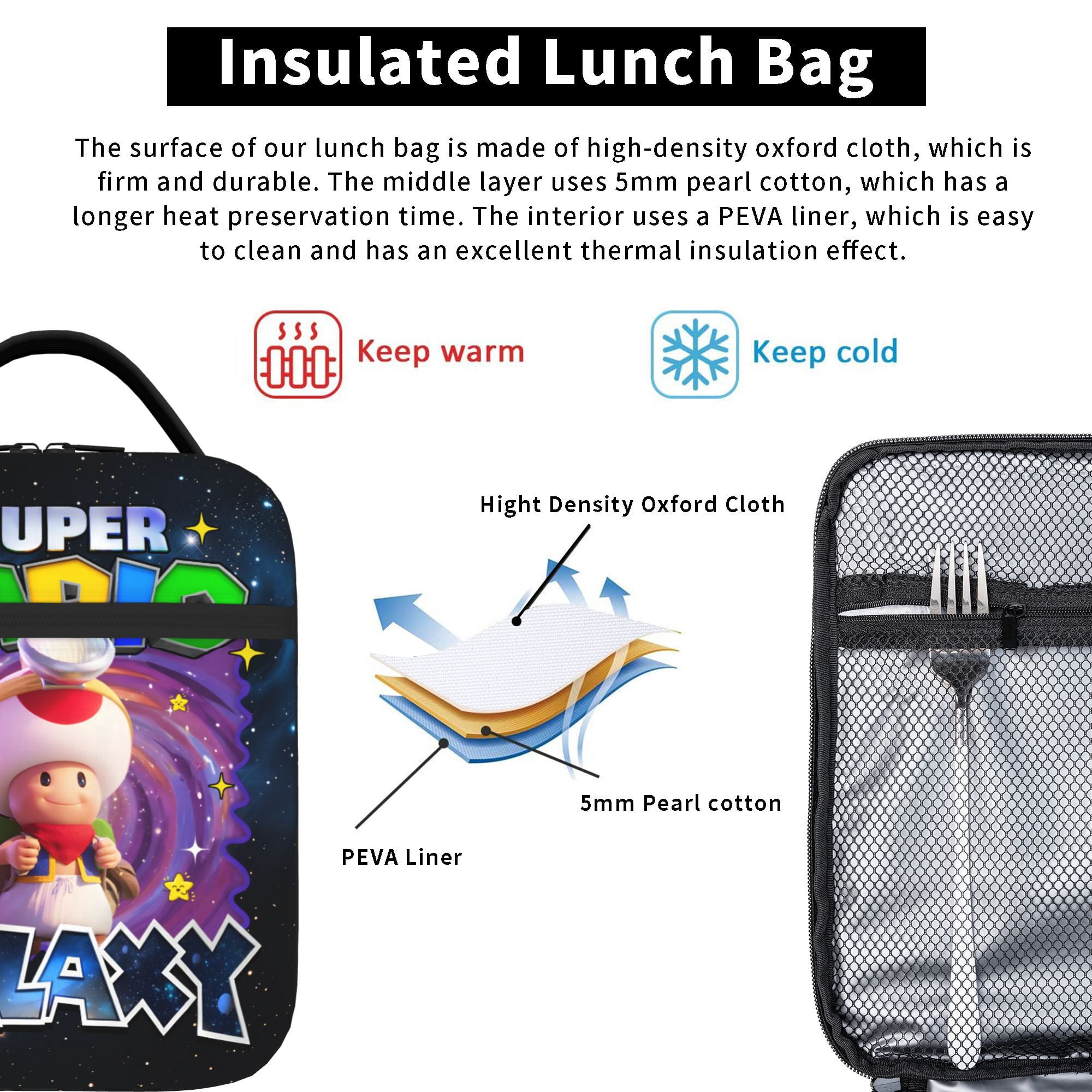 Galaxy Movie Lunch Bag Tote Bag Portable Insulated Lunch Box For Beach Camping Travel Work School Office