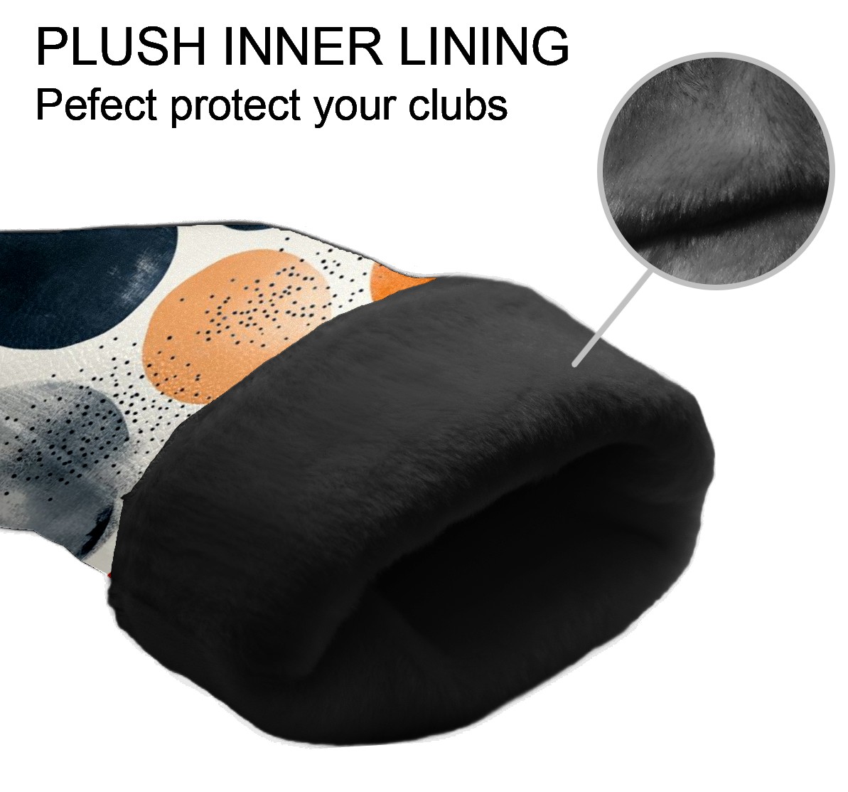 Golf Head Covers Circle Pattern Design for Driver, Wood & Hybrid, Premium Waterproof PU Leather with Plush Lining, Unique Abstract Golf Gifts