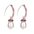 thumbnail image 1 of Gold Over Sterling Silver with Freshwater Pearl and Pink Tourmaline Dangle Earring, 1 of 4