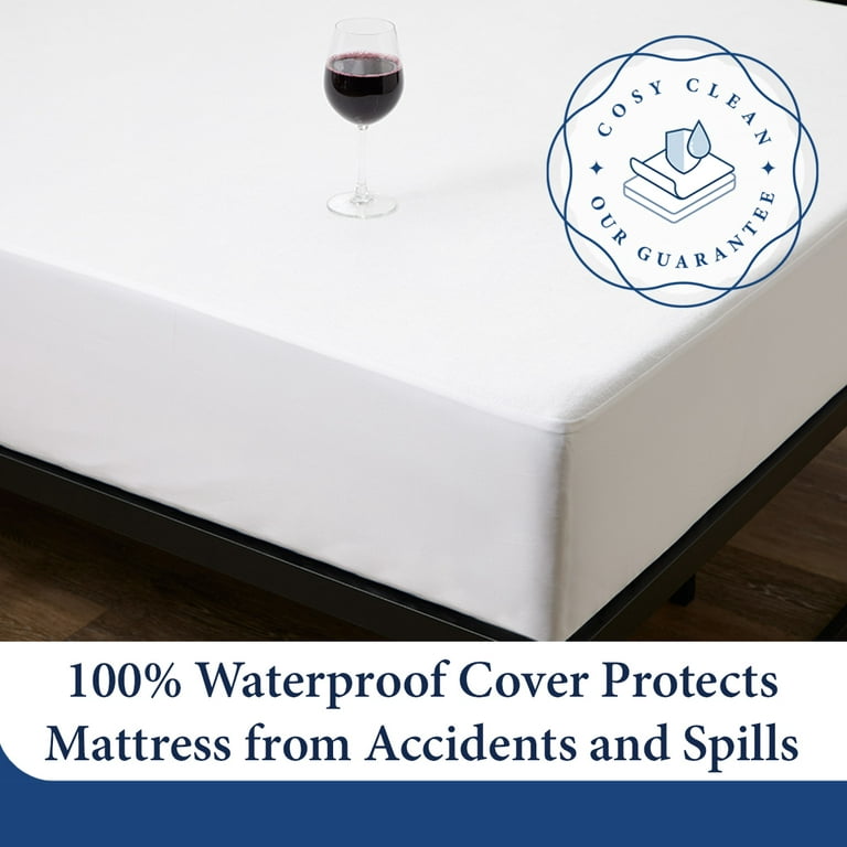 Sweet Zzz 100% Waterproof Natural Tencel Mattress Encasment Six-Sided Protection Durable 15” Deep Pockets Machine Washable Hotel Bedding Queen (60
