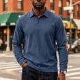 thumbnail image 3 of Men's Casual Corduroy Sweatshirts Vintage Button Golf Pullover Casual Long Sleeve Collared Shirts with Elbow Patches, 3 of 8