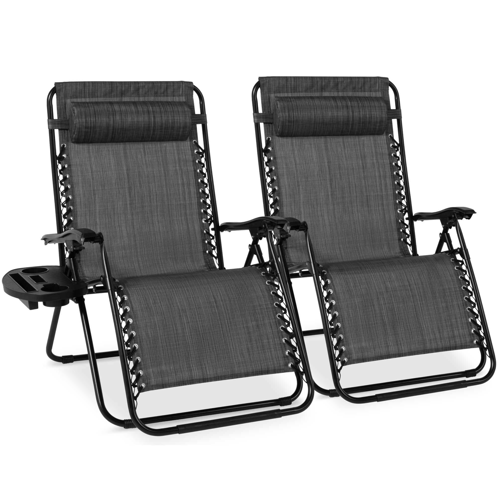 Best Choice Products Set of 2 Extra Wide Zero Gravity Lounge Chair Recliners w/ Cup Holder - Gray