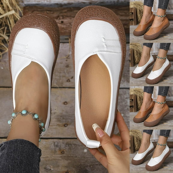 Miluxas Womens Ballet Flat Shoes Rounde Toe Ballerina Flats Low Heel Wide Width Dressy Comfortable Casual Shoes Yellow 9(42)