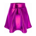 thumbnail image 3 of Ailaofu Women's Shiny Flared Pleated Mini Skater Skirt, 3 of 5