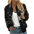 thumbnail image 2 of PNTUTB Women's Fashion Star Print Zipper Pocket Hoodless Casual Comfortable Long Sleeve Jacket&Flash Picks, 2 of 6