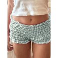 thumbnail image 4 of Musuos Women Summer Ruffled Slim Shorts Plaid Print Elastic Waist Short Pants for Casual Daily Streetwear, 4 of 10