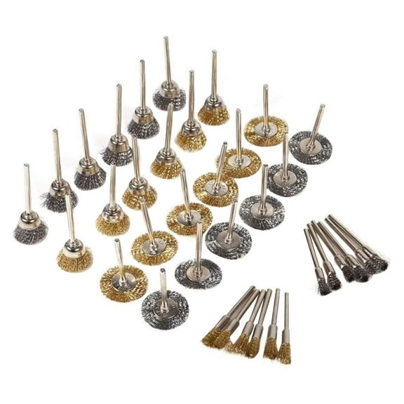 HANXIULIN 36 Pieces Wire Brushes, Metal Polishing Brushes With 3 Different Sizes, Steel Wire Wheel Cleaning Brushes, Mini Dremel Rotary Tools Accessory Home Kitchen Supplies