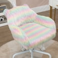 thumbnail image 6 of CoSoTower Fluffy Unicorn Office Chair with Mid-Back and Armrest Support, 5 Star Swivel Wheel White Base, Rainbow, 6 of 7